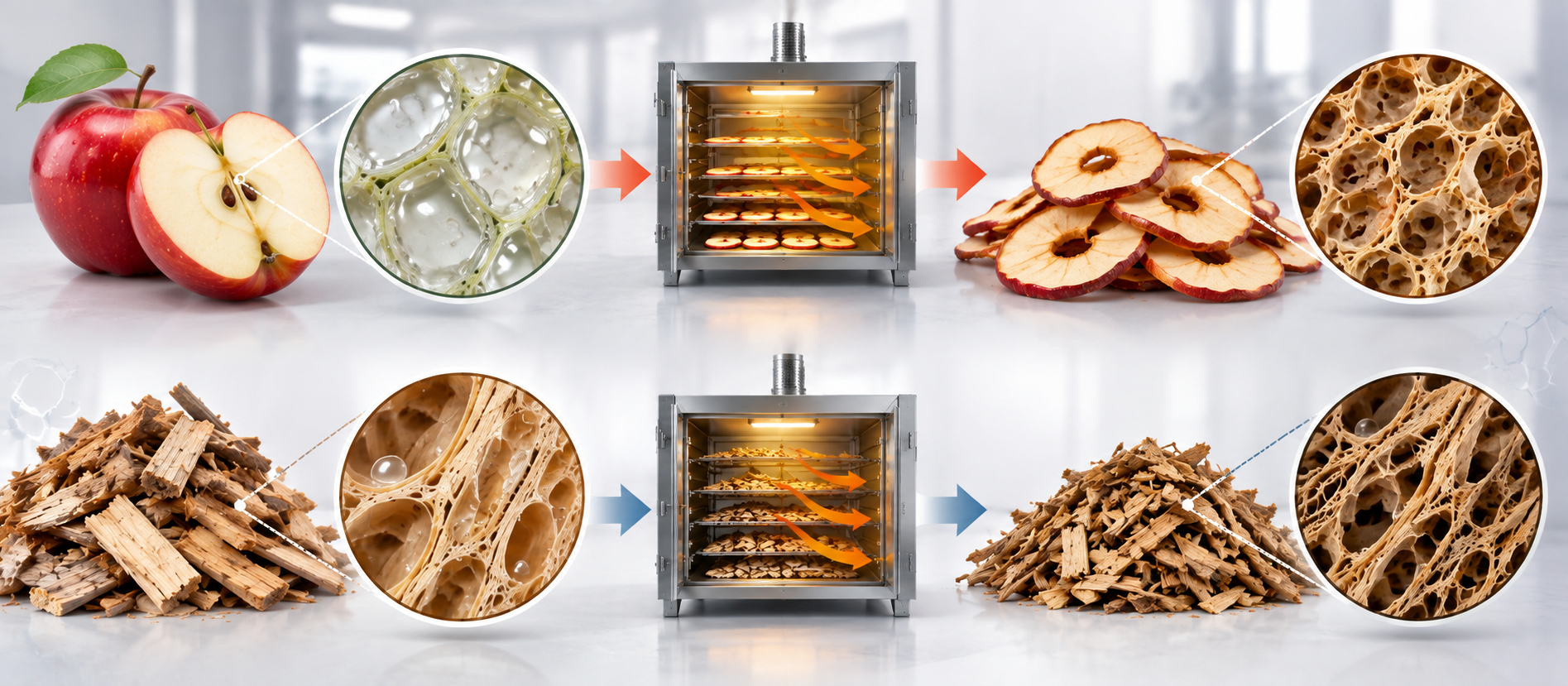 Microstructural Changes During Drying: What Happens Inside Food and Biomass